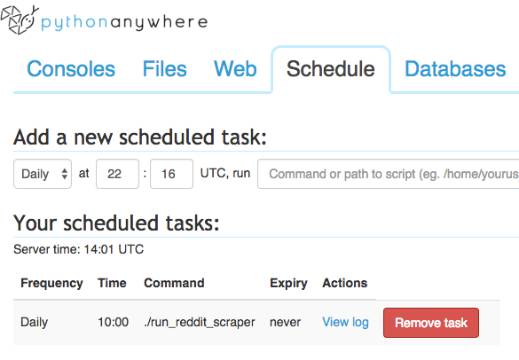 PythonAnywhere - Scheduled Task