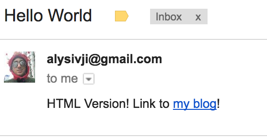 Test Email in Inbox