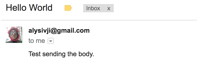 Test Email in Inbox